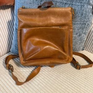 Classic Brown Leather Backpack with Adjustable Straps
